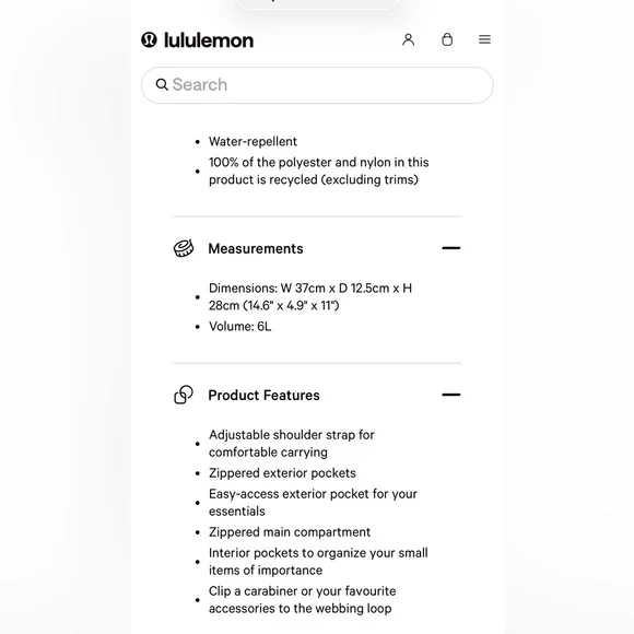 lululemon slouchy sling bag 6L in warm ash grey - Picture 15 of 15